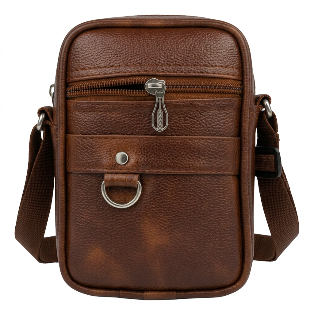 Small Sling Bag Men Women | Small Crossbody Bag for Gents | PU Mini Leather Side Travel Messenger Bag for Men with Adjustable Strap - (L–6 cm,W–14cm,H–19cm)