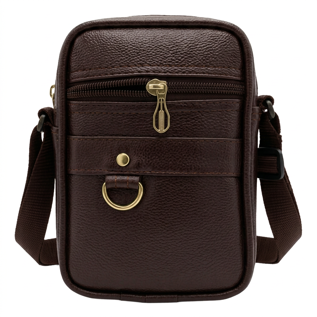 Small Sling Bag Men Women | Small Crossbody Bag for Gents | PU Mini Leather Side Travel Messenger Bag for Men with Adjustable Strap - (L–6 cm,W–14cm,H–19cm)