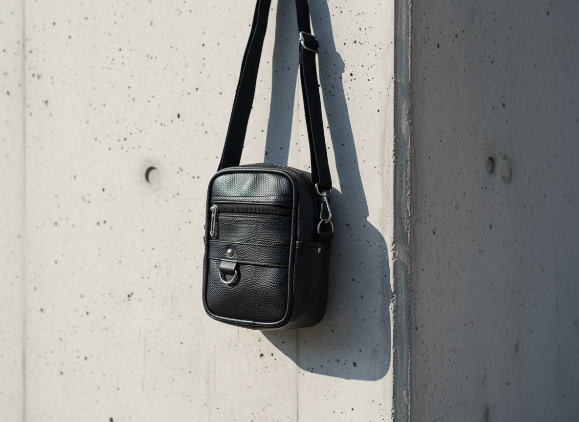 Small Sling Bag Men Women | Small Crossbody Bag for Gents | PU Mini Leather Side Travel Messenger Bag for Men with Adjustable Strap - (L–6 cm,W–14cm,H–19cm)