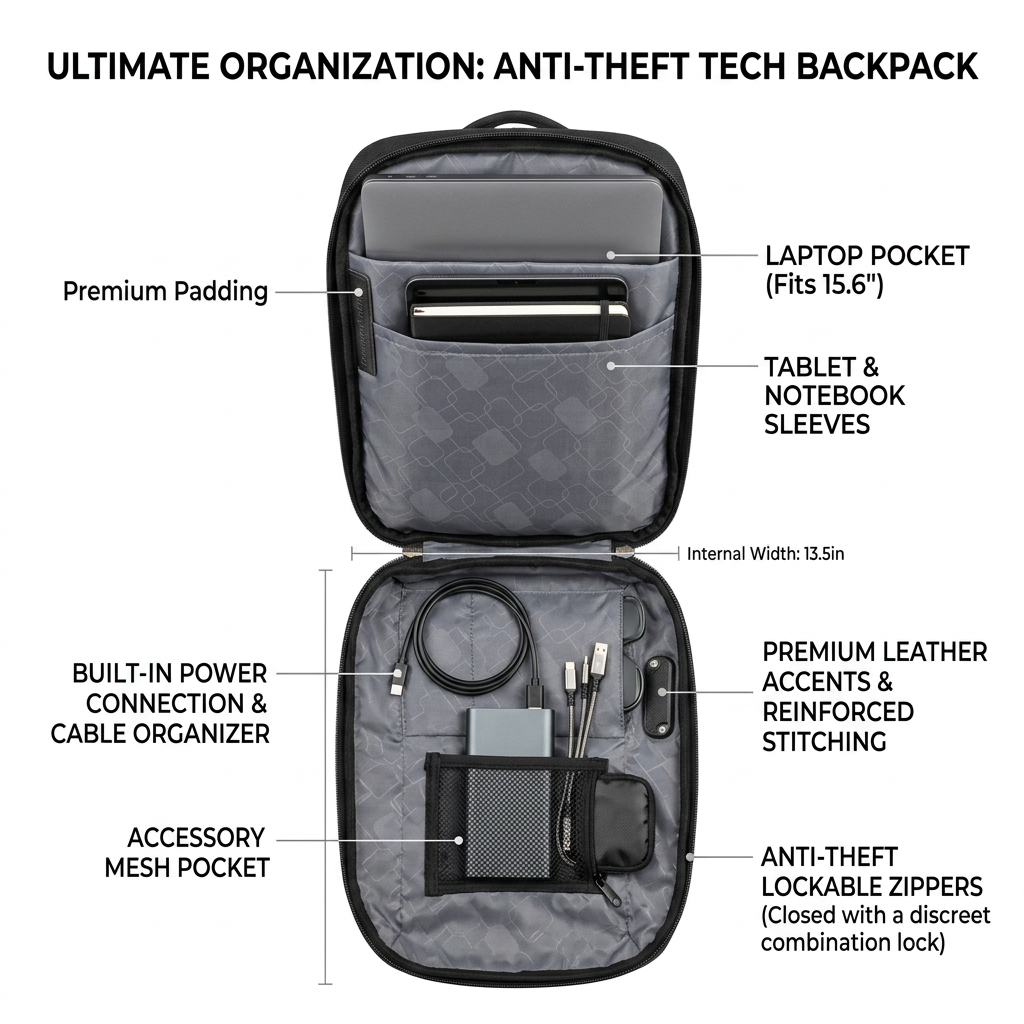 Devonshii Anti-Theft Sling Bag for Men & Women with USB Charging Port | Water-Resistant Crossbody Chest Bag | Fits iPad up to 12 Inch | Small Travel Office College Gym Everyday Carry Bag | Black
