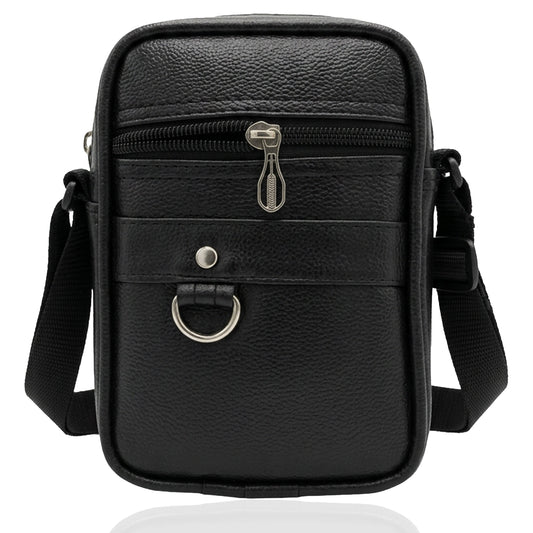 Small Sling Bag Men Women | Small Crossbody Bag for Gents | PU Mini Leather Side Travel Messenger Bag for Men with Adjustable Strap - (L–6 cm,W–14cm,H–19cm)